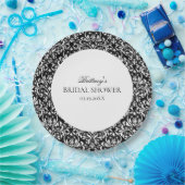 白黒ダマスクエレガントブライダルシャワー ペーパープレート (パーティー)