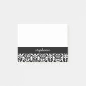 白黒ダマスクエレガント名前の追加 ポストイット (正面)