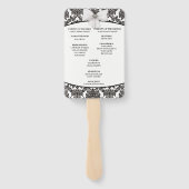 白黒ダマスクエレガント結婚式プログラム ハンドファン (裏面)