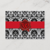 白黒ダマスクカルナティオス赤ワックスシールモノグラム 名刺 (裏面)