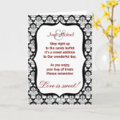 白黒ダマスクキャンディビュッフェポエムカード カード (黄色い花)