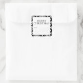 白黒ダマスククリスマスギフトラベルシール スクエアシール (バッグ)