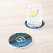 白黒ダマスクサファイアモノグラム コースター (側面)