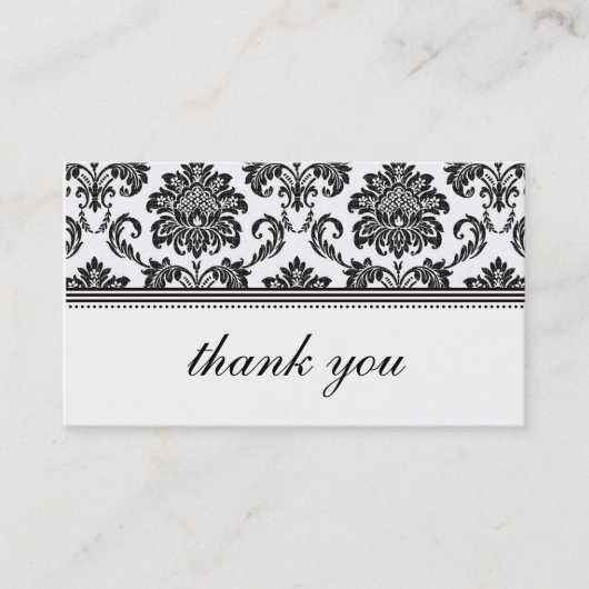 白黒ダマスクサンキューカード 名刺 (正面)