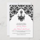 白黒ダマスクシャンデリア結婚式招待状 招待状 (正面)