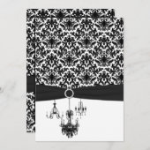 白黒ダマスクシャンデリア結婚式招待状 招待状 (正面/裏面)