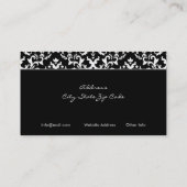 白黒ダマスクシルバーグレーハート名刺 名刺 (裏面)