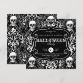 白黒ダマスクスカルカスタムハローウィンパーティ 招待状 (正面/裏面)