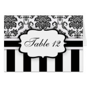 白黒ダマスクストライプのテーブル番号 (正面横)