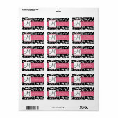 白黒ダマスクスワーズピンク住所 シール (フルシート)