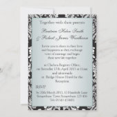 白黒ダマスクティール(緑がかった色)、モノグラ結婚ムズ 招待状 (裏面)