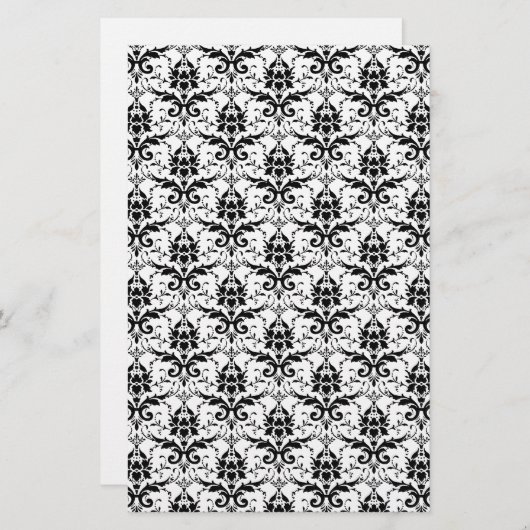 白黒ダマスクパタースクラップブック紙 (正面/裏面)