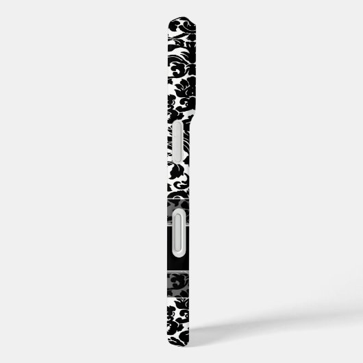 白黒ダマスクパターンスクリプトモノグラム Case-Mate iPhoneケース (裏面 / 右)