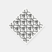 白黒ダマスクパターンフローラナプキン スタンダードカクテルナプキン (角)