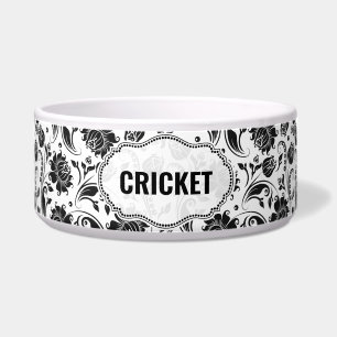 白黒ダマスクパターン名前をカスタムする ボウル