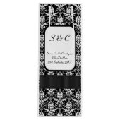 白黒ダマスクパーソナライズされた結婚ズ ワインギフトバッグ (正面)