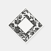 白黒ダマスクフォーマルの結婚紙プレート スタンダードカクテルナプキン (角)