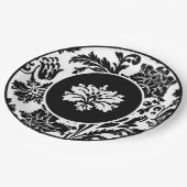 白黒ダマスクフォーマルの結婚紙プレート ペーパープレート (アングル)