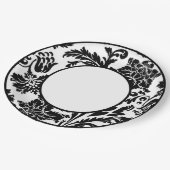 白黒ダマスクフォーマルの結婚紙プレート ペーパープレート (アングル)