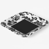 白黒ダマスクフォーマルの結婚紙プレート ペーパープレート (傾斜あり)