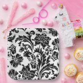 白黒ダマスクフォーマルの結婚紙プレート ペーパープレート (パーティー)