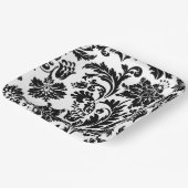 白黒ダマスクフォーマルの結婚紙プレート ペーパープレート (傾斜あり)