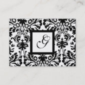 白黒ダマスクフローラスクエアモノグラムメタリック 名刺 (裏面)