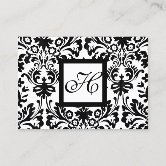 白黒ダマスクフローラスクエアモノグラム 名刺 (裏面)