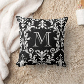 白黒ダマスクフローラスワーズモノグラム クッション (ブランケット)
