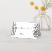 白黒ダマスクフローラトワール プレイスカード (正面)