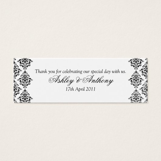 白黒ダマスクフローラ結婚式の引き出物ラベル (正面)