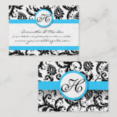 白黒ダマスクブライトアクアトリムなしドット 名刺 (正面/裏面)