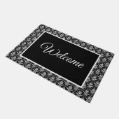 白黒ダマスクプリントドアマット ドアマット (アングル)