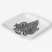 白黒ダマスクプリント紙プレート ペーパープレート (傾斜あり)