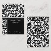 白黒ダマスクプレイスカード名刺 プレイスカード (正面/裏面)