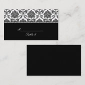 白黒ダマスクプレイスカード プレイスカード (正面/裏面)