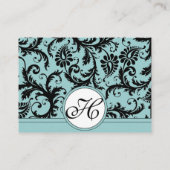 白黒ダマスクプールブルートリム結婚ズのウェブサイト エンクロージャーカード (裏面)