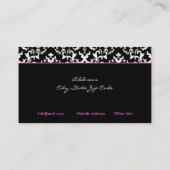 白黒ダマスクホットピンクハート名刺 名刺 (裏面)