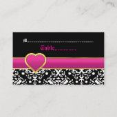 白黒ダマスクホットピ結婚ンク座席表 プレイスカード (裏面)