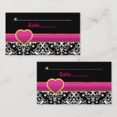 白黒ダマスクホットピ結婚ンク座席表 プレイスカード (正面/裏面)