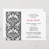 白黒ダマスクモダンブライダルシャワー 招待状 (正面/裏面)