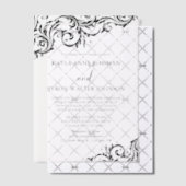 白黒ダマスクモダン結婚式 ベラム紙招待状 (オフセット (招待状))