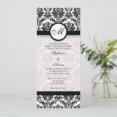 白黒ダマスクモノグラム結婚式招待状 招待状 (スタンド正面)