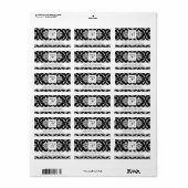 白黒ダマスクモノグラ結婚ム住所 シール (フルシート)