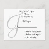 白黒ダマスクリボンフェイクディアマンテデザイン インビテーションポストカード (裏面)