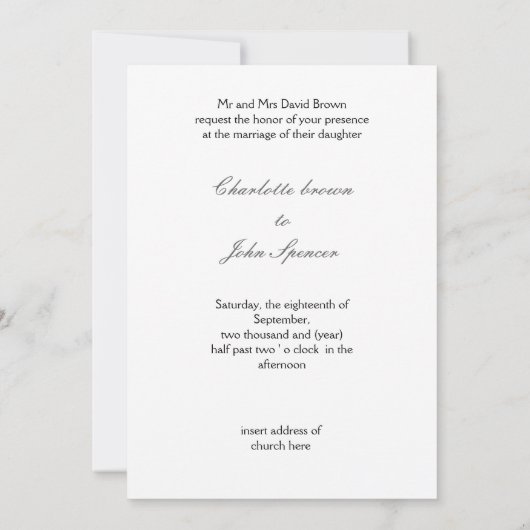 白黒ダマスクリボンフェイクディアマンテデザイン 招待状 (裏面)