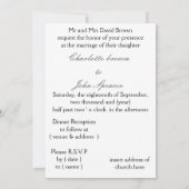 白黒ダマスクリボンフェイクディアマンテデザイン 招待状 (裏面)