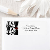 白黒ダマスクルビージェムストーンアドレス ラベル (インサイチュ)