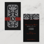 白黒ダマスクレッドバンドモノグラム 名刺 (正面/裏面)