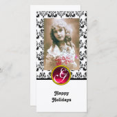 白黒ダマスクレッドルビーモノグラム シーズンカード (正面/裏面)